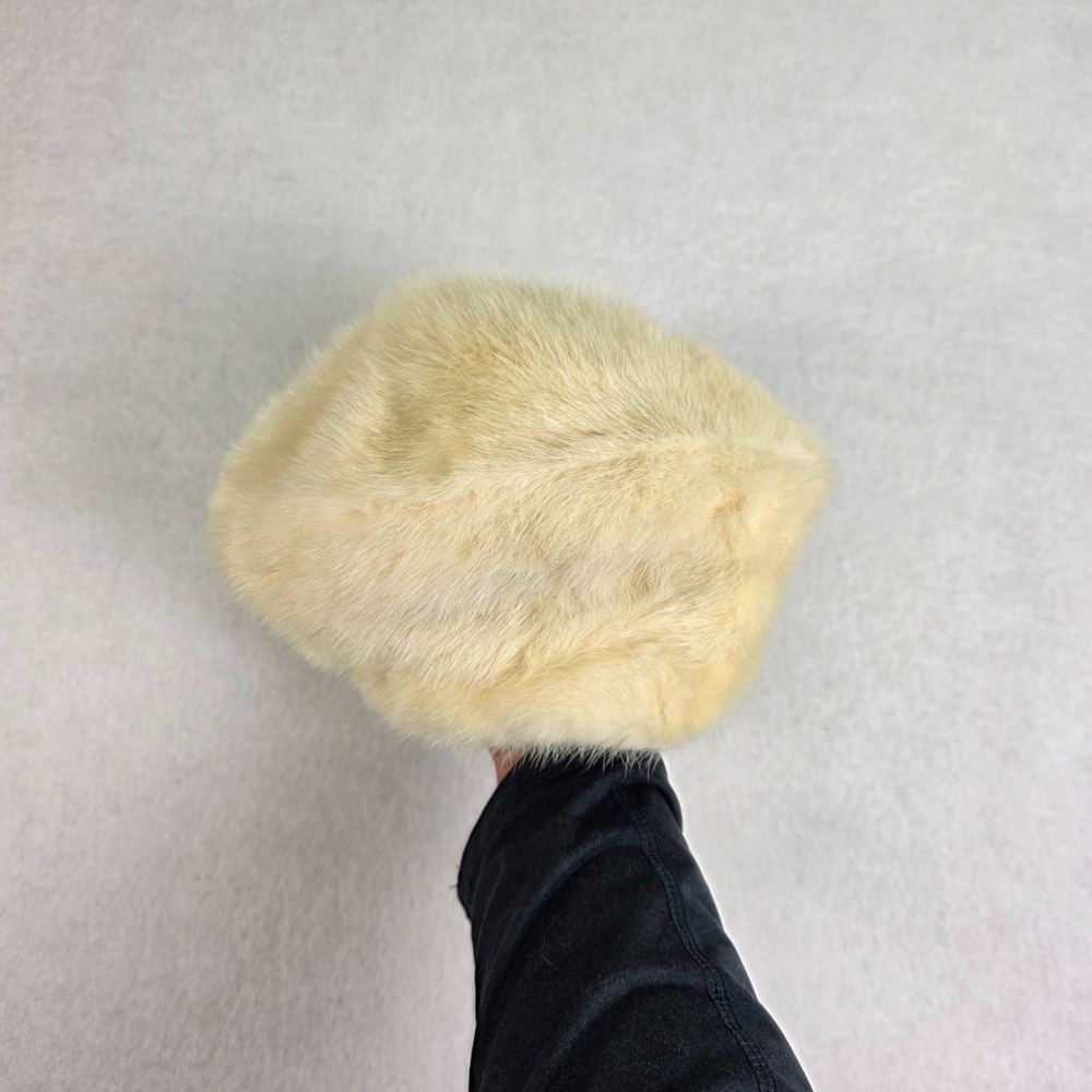 Vintage Ambrose New York for Lord & Taylor Salon Cream Fur Hat Satin Lined